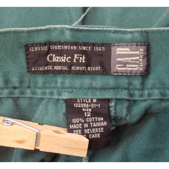 VTG 80s Gap Green Khaki Pants sz 12 Classic Fit Pockets Pleated Front Straight - Picture 4 of 6